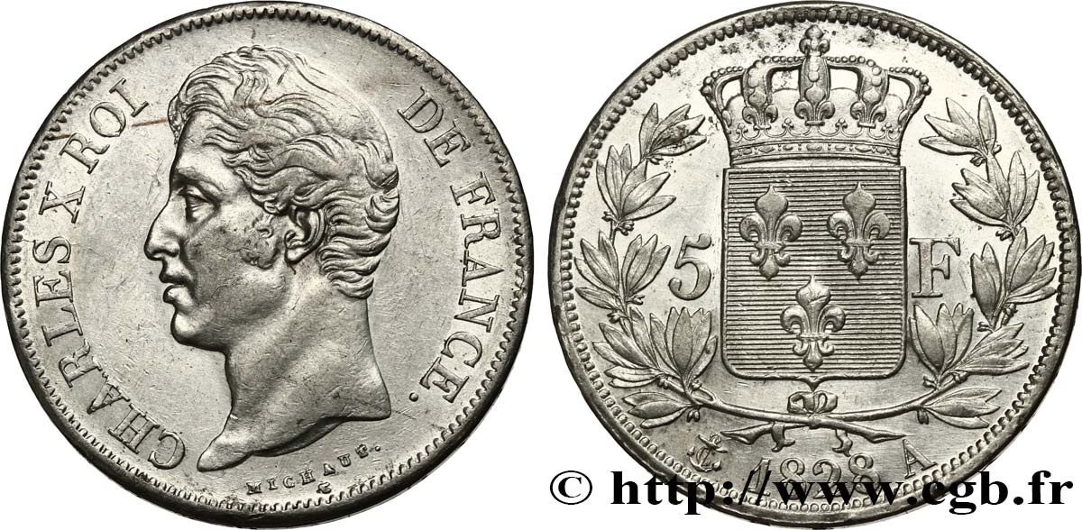5 francs Charles X, 2e type 1828 Paris F.311/14 TTB+ 