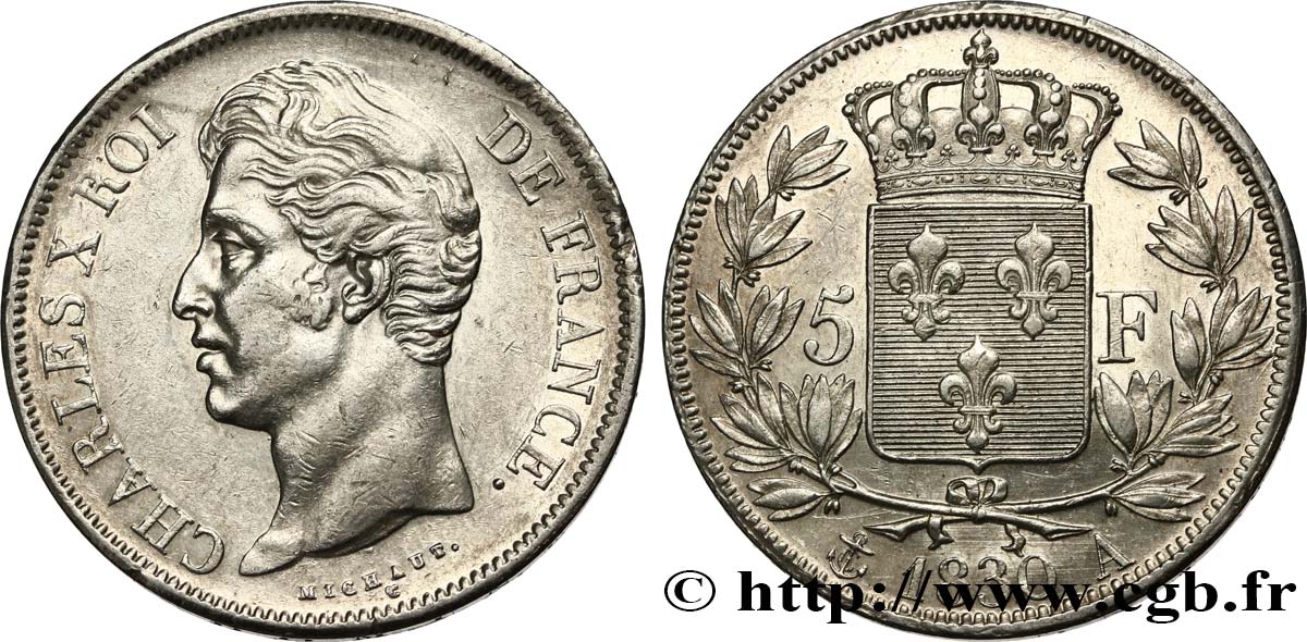 5 francs Charles X, 2e type 1830 Paris F.311/40 fVZ 
