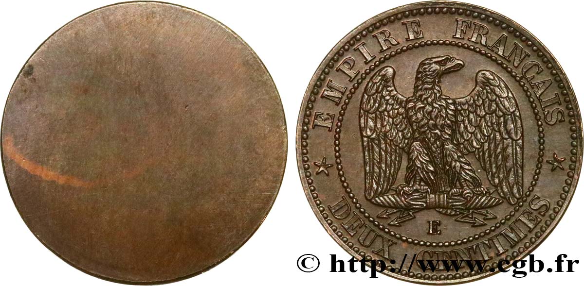 Épreuve uniface revers de Deux centimes Napoléon III, tête laurée 1861  F.108A/- SUP62 