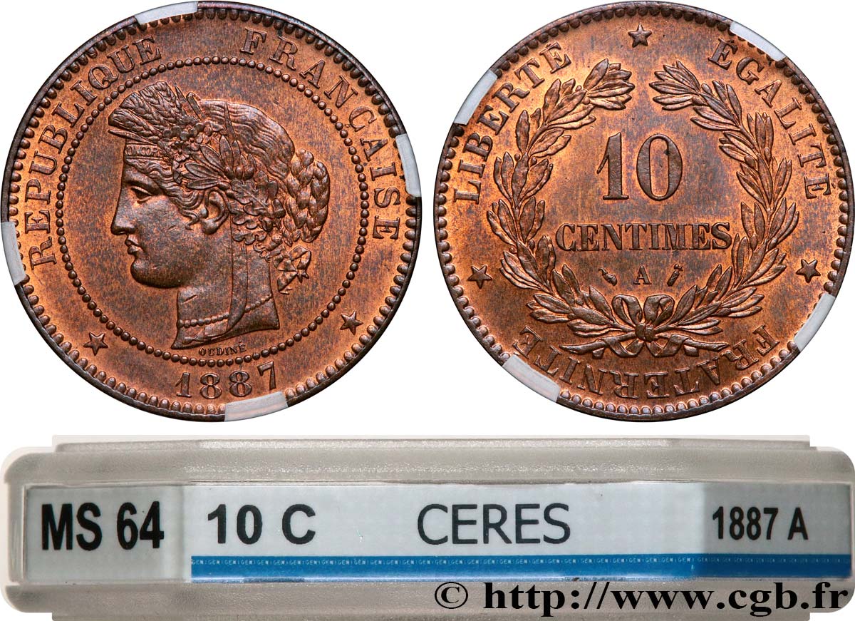 10 centimes Cérès 1887 Paris F.135/31 MS64 GENI