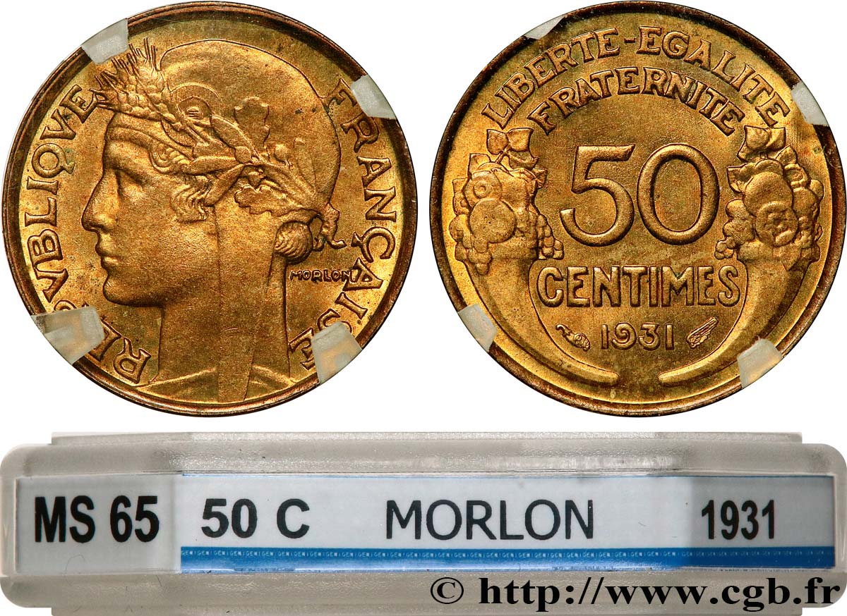 50 centimes Morlon, avec raisin sans fruit 1931  F.192/4 MS65 GENI