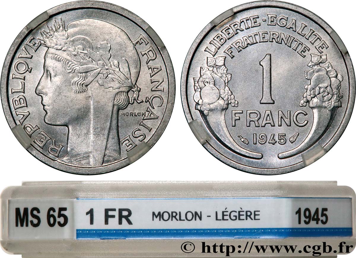 1 franc Morlon, légère 1945  F.221/6 ST65 GENI