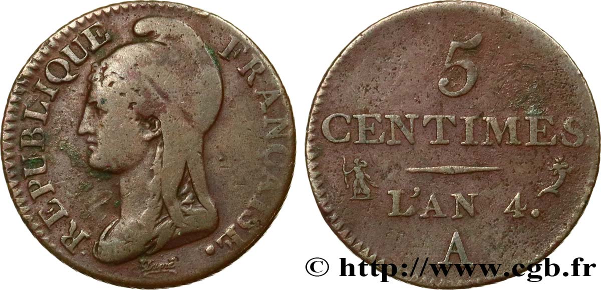 5 centimes Dupré, petit module 1796 Paris F.113/1 TB30 