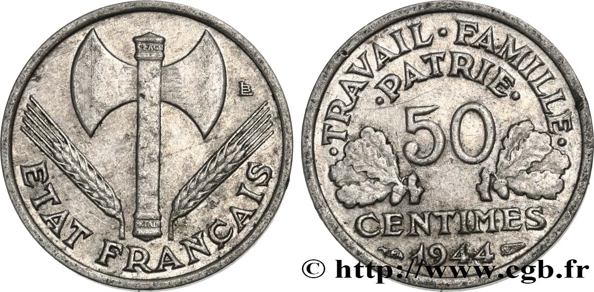 50 centimes Francisque, légère 1944  F.196/4 q.BB 