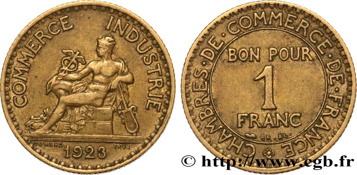 Valeur Piece Bon Pour 1 Franc Chambre Commerce 1923