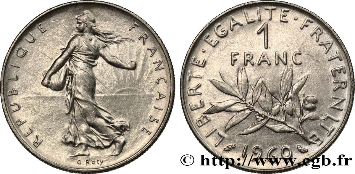 1 franc Semeuse, nickel 1960 Paris F.226/4 SPL58 