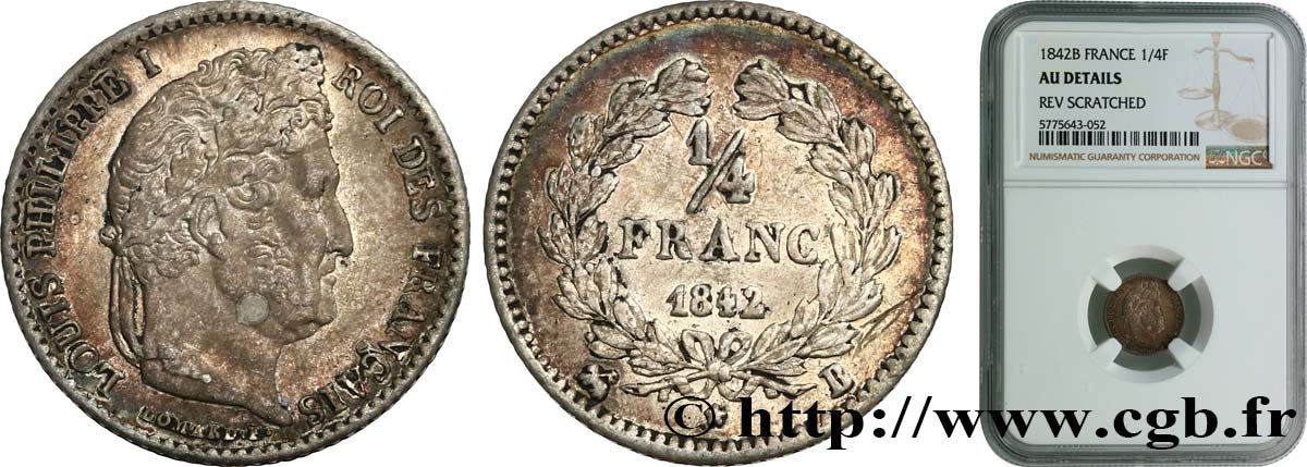 1/4 franc Louis-Philippe 1842 Rouen F.166/90 TTB+ NGC
