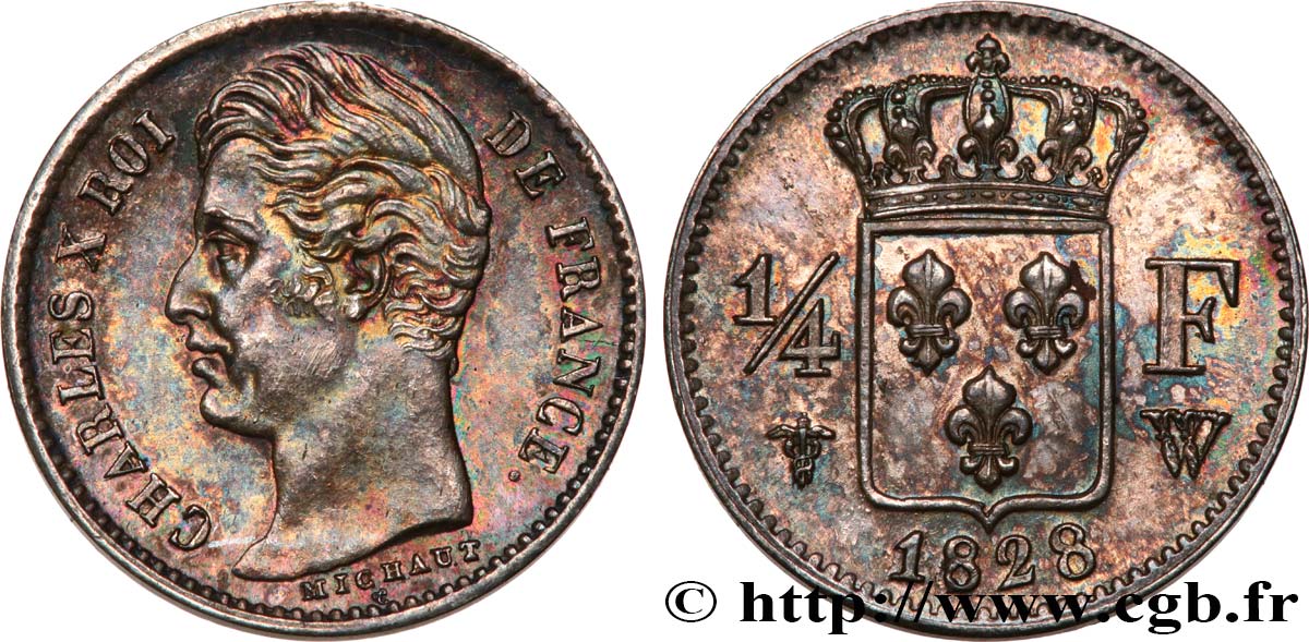 1/4 franc Charles X 1828 Lille F.164/28 SPL61 