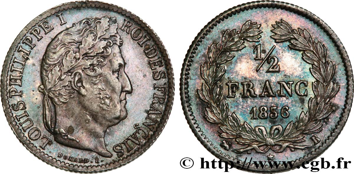 1/2 franc Louis-Philippe 1836 Rouen F.182/63 EBC60 