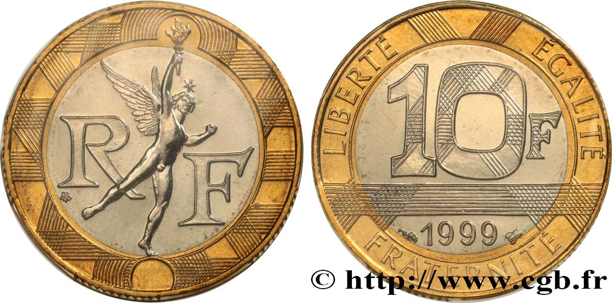 10 francs Génie de la Bastille, BU (Brillant Universel) 1999 Pessac F.375/16 FDC 