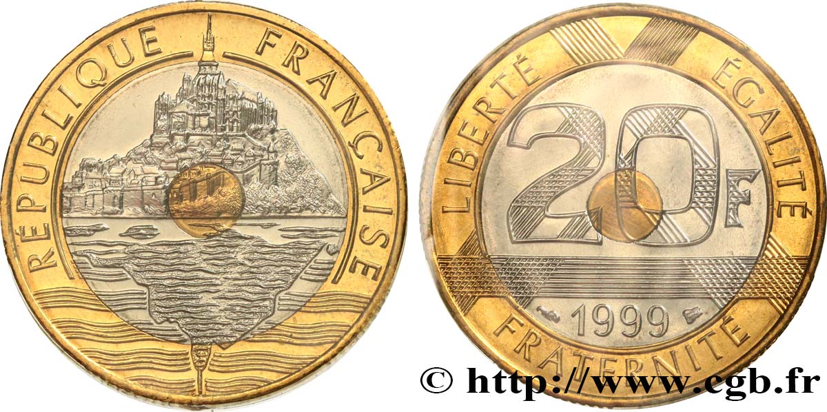 20 francs Mont Saint-Michel, BU (Brillant Universel)  1999 Pessac F.403/15 FDC 