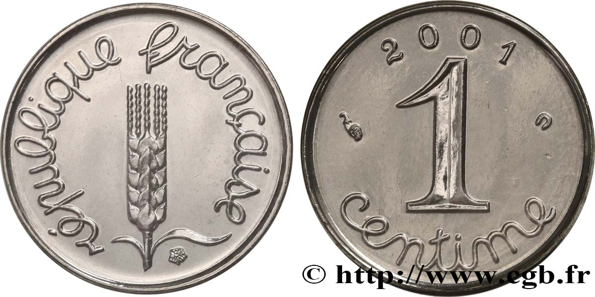 1 centime Épi, BU (Brillant Universel) 2001 Pessac F.106/62 FDC 