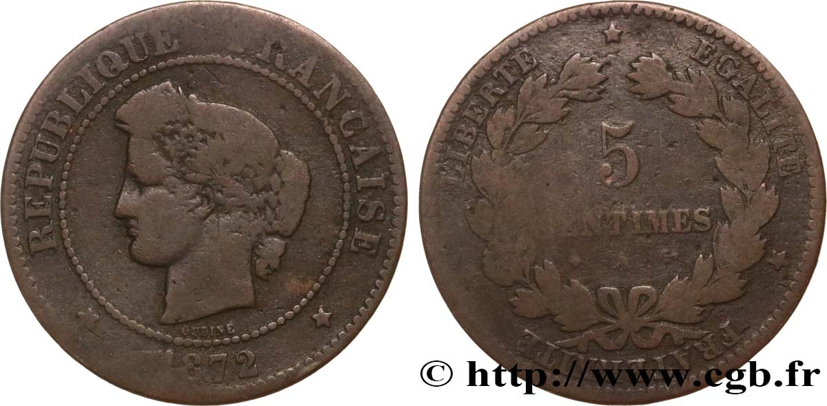5 centimes Cérès 1872 Paris F.118/4 SGE12 