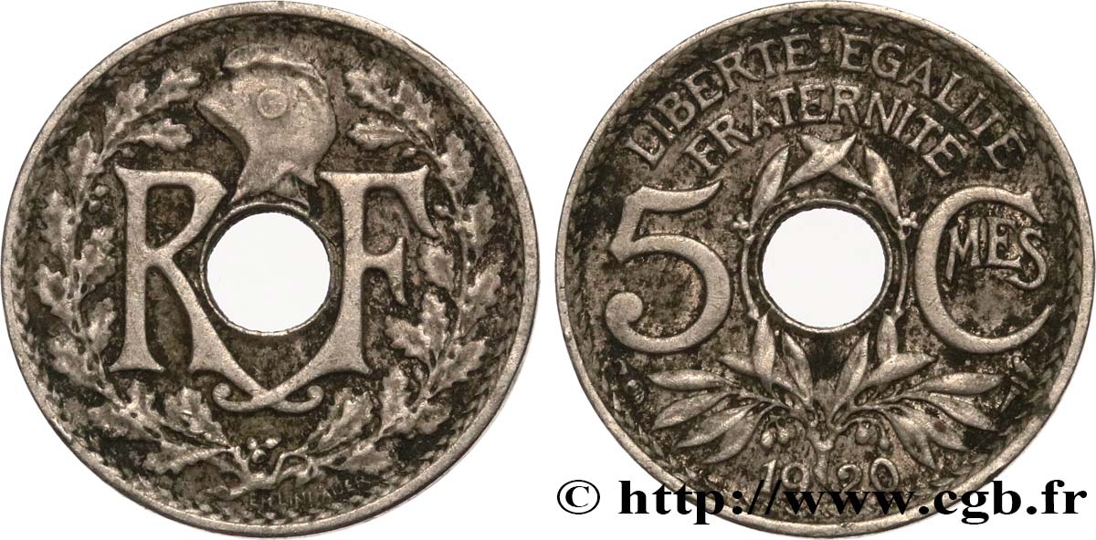 5 centimes Lindauer, petit module 1920 Paris F.122/2 MB20 