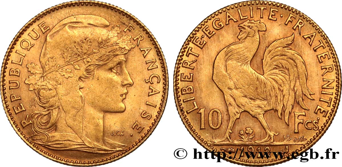 10 francs or Coq 1912 Paris F.509/13 TTB+ 