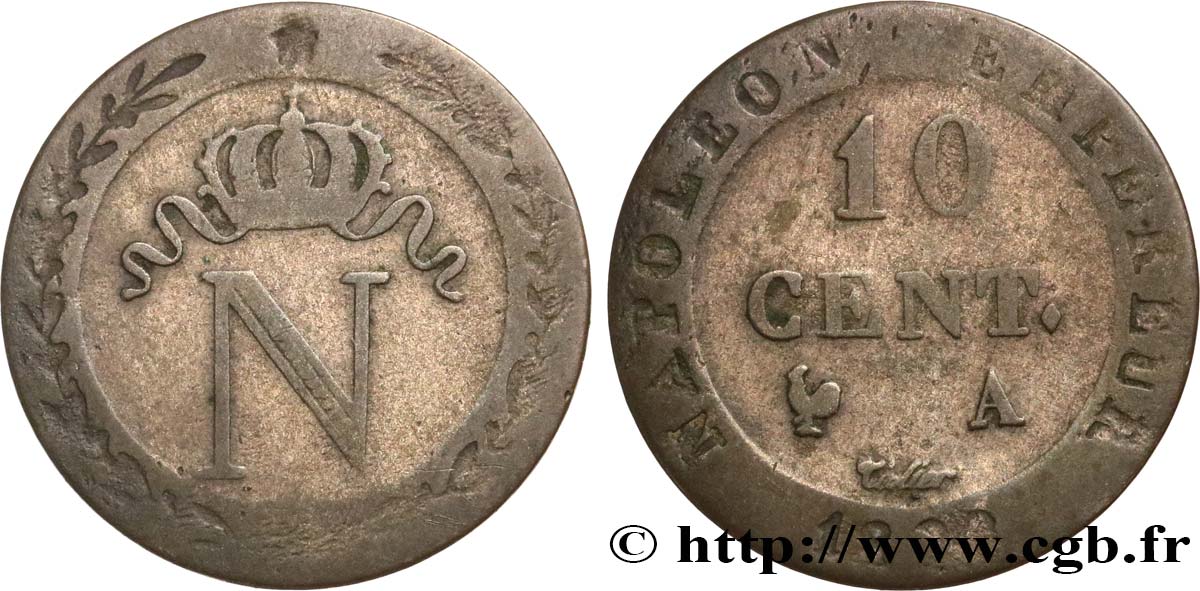 10 cent. à l N couronnée 1808 Paris F.130/2 BC25 
