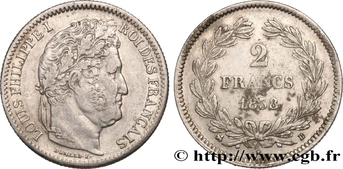 2 francs Louis-Philippe 1838 Rouen F.260/66 MBC 
