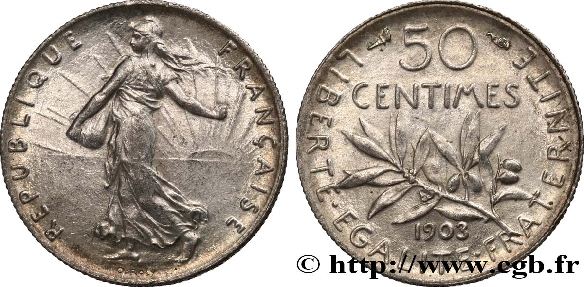 50 centimes Semeuse 1903  F.190/10 SPL60 