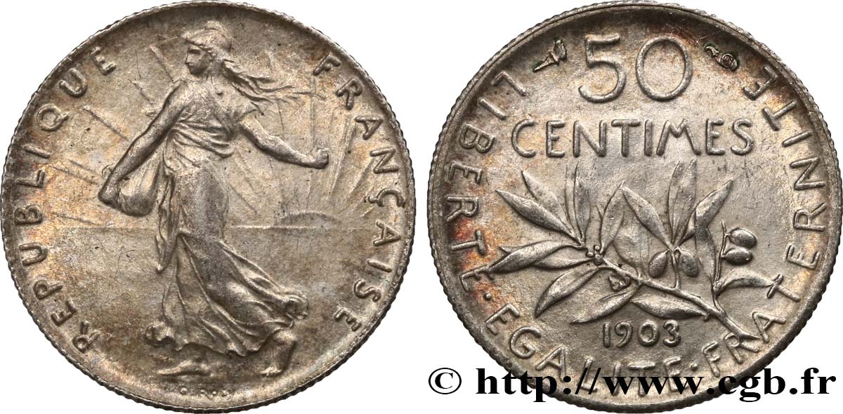 50 centimes Semeuse 1903  F.190/10 EBC60 
