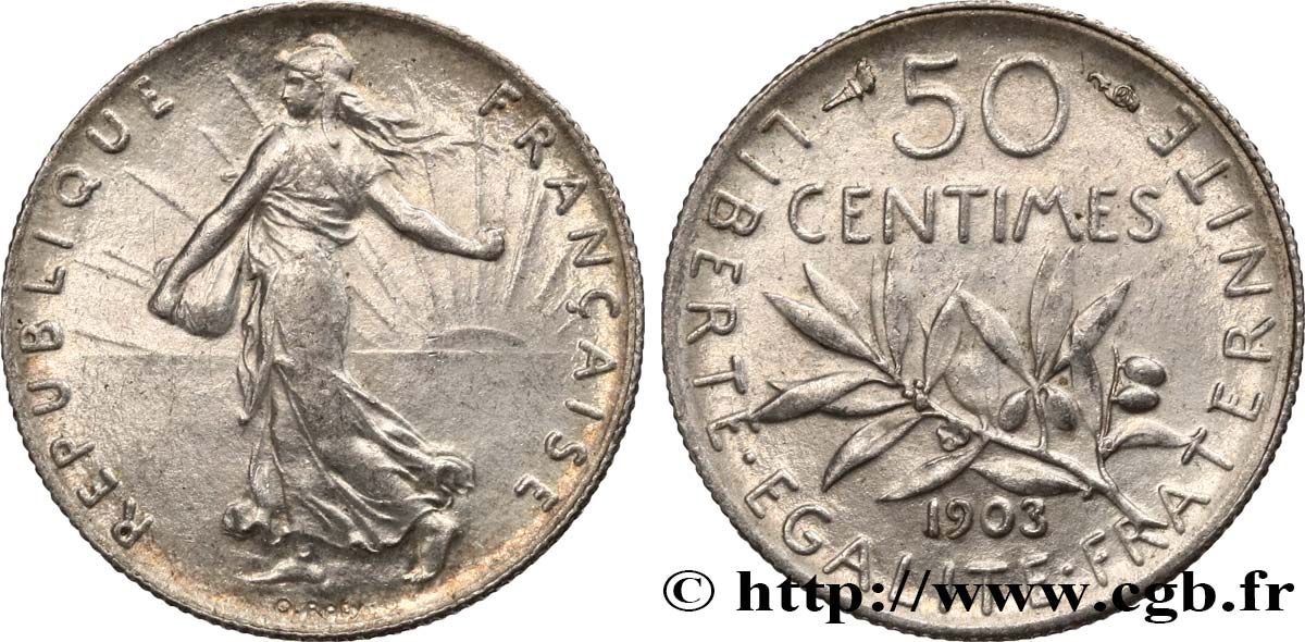 50 centimes Semeuse 1903  F.190/10 MS60 