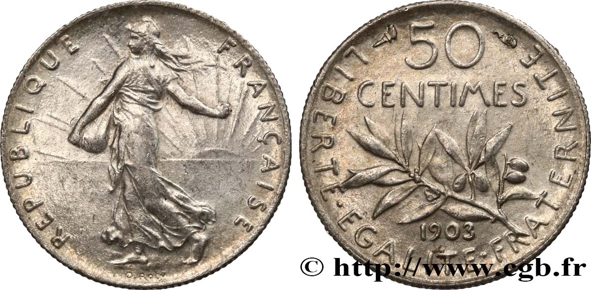 50 centimes Semeuse 1903  F.190/10 SUP60 