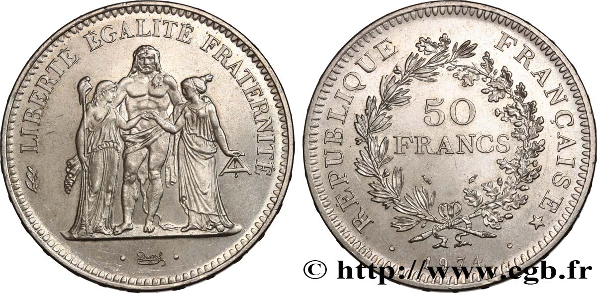 50 francs Hercule, avers de la 20 francs 1974  F.426/1 MS62 