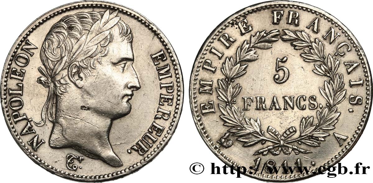 5 francs Napoléon Empereur, Empire français 1811 Paris F.307/27 AU 