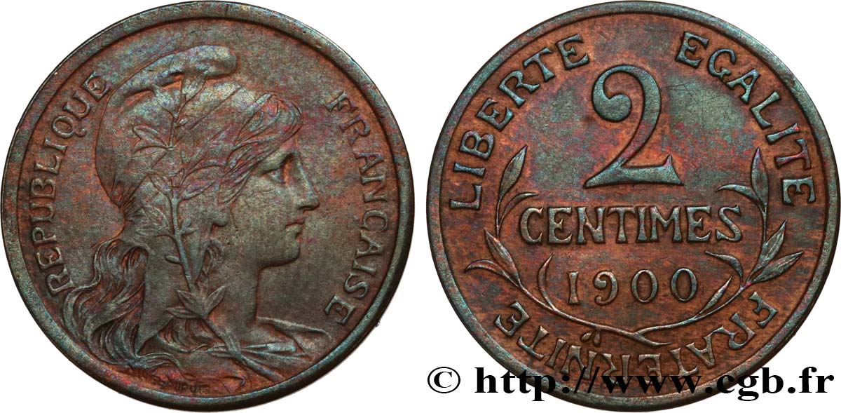 2 centimes Daniel-Dupuis 1900 Paris F.110/4 MBC 
