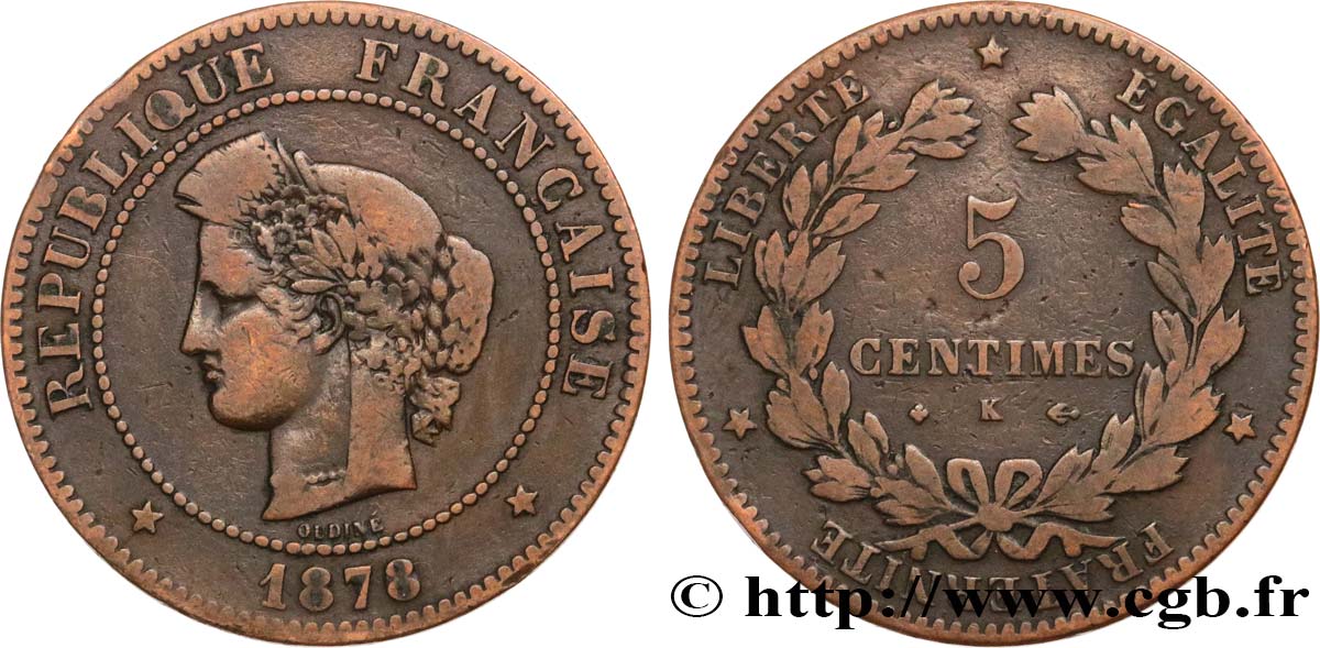5 centimes Cérès 1878 Bordeaux F.118/18 S15 