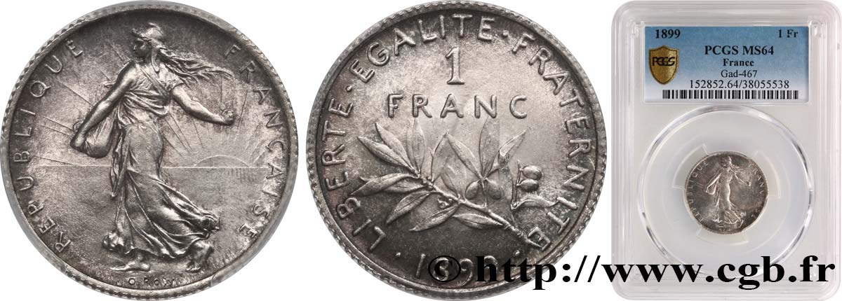 1 franc Semeuse 1899 Paris F.217/3 fST64 PCGS