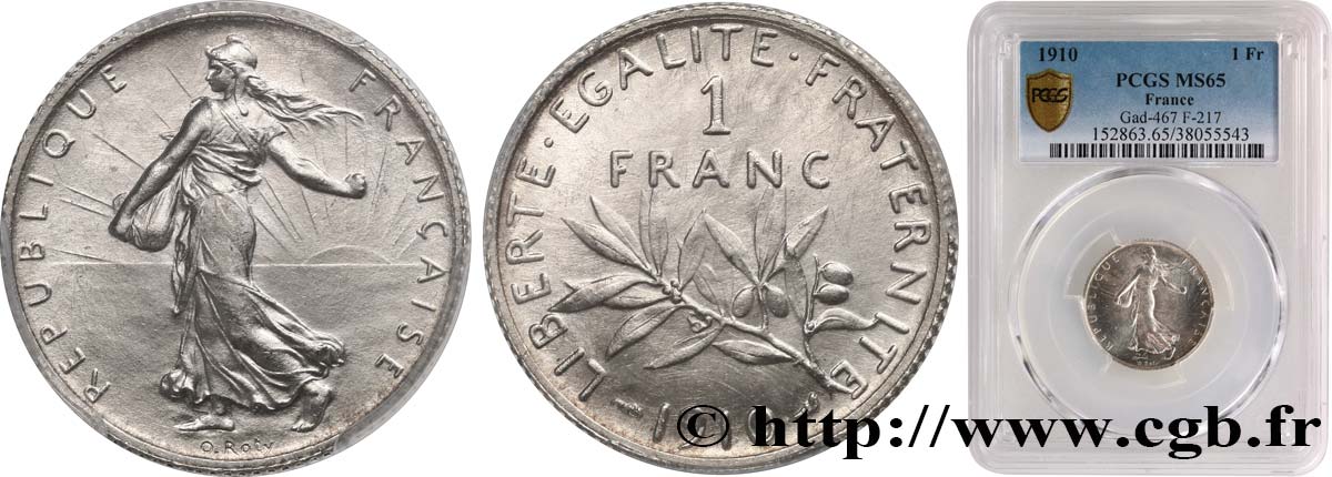 1 franc Semeuse 1910 Paris F.217/15 FDC65 PCGS