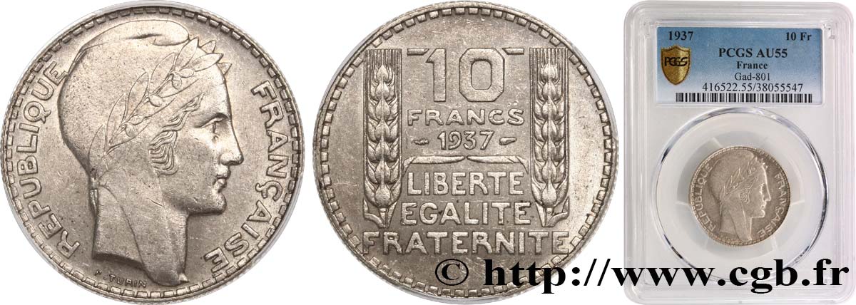 10 francs Turin 1937  F.360/8 SPL55 PCGS