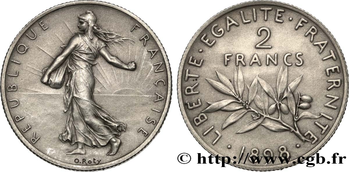 2 francs Semeuse, Flan Mat 1898  F.266/2 EBC 