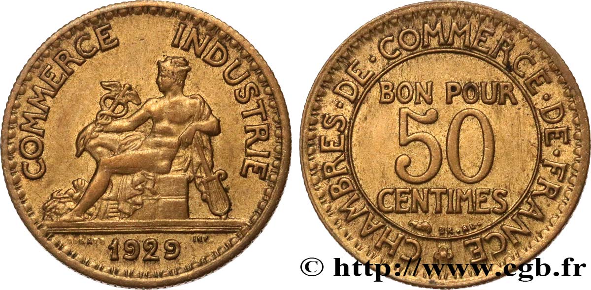 50 centimes Chambres de Commerce 1929 Paris F.191/11 TTB50 