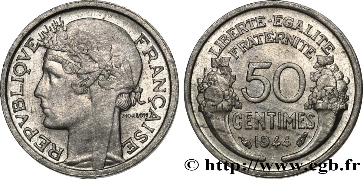 50 centimes Morlon, légère 1944  F.194/3 SPL63 