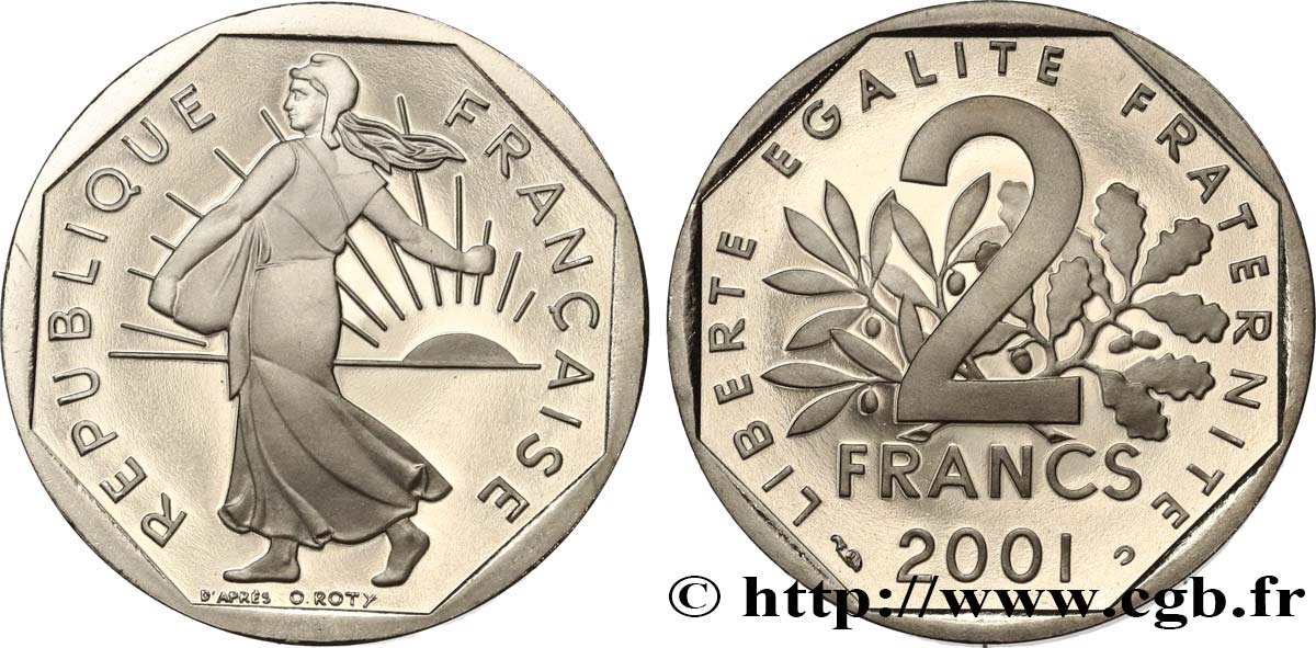 2 francs Semeuse, nickel, BE (Belle Épreuve) 2001 Pessac F.272/29 var. SC 