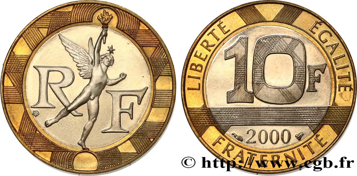 10 francs Génie de la Bastille, BE (Belle Épreuve) 2000 Pessac F.375/17 var. SPL 
