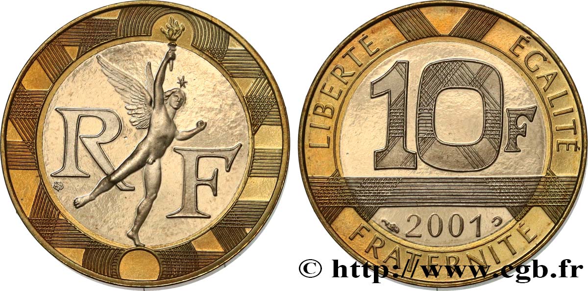10 francs Génie de la Bastille, BE (Belle Épreuve) 2001 Pessac F.375/18 var. SC 