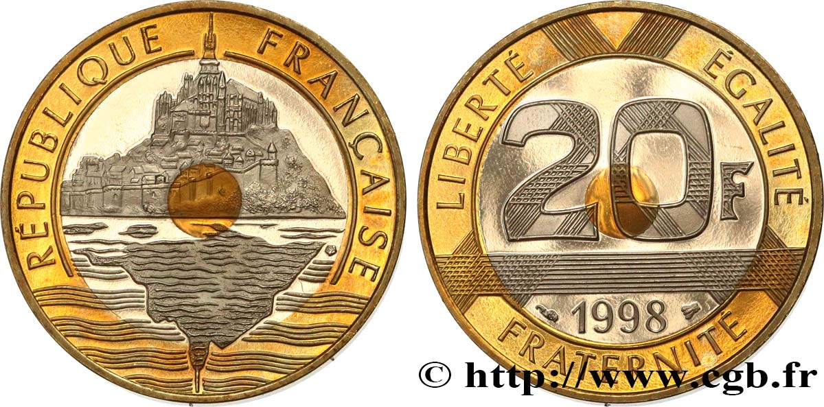 20 francs Mont Saint-Michel, BE (Belle Épreuve) 1998 Pessac F.403/14 var. SC 