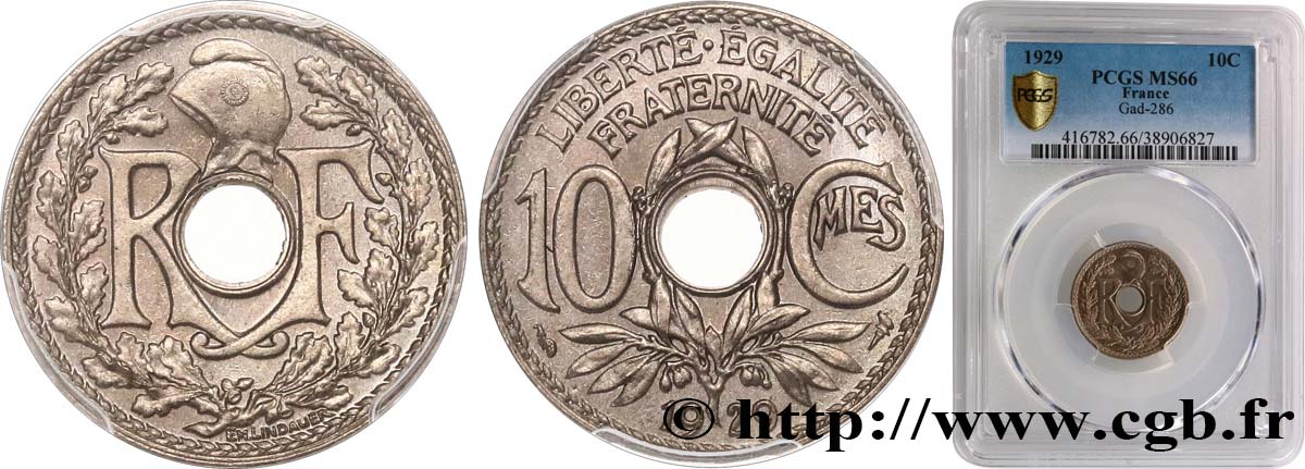 10 centimes Lindauer 1929  F.138/16 ST66 PCGS