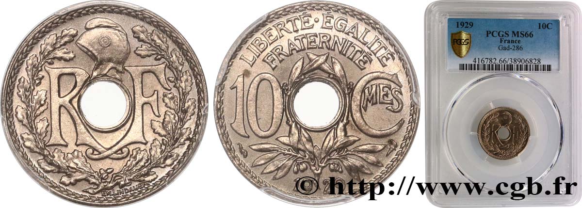 10 centimes Lindauer 1929  F.138/16 ST66 PCGS
