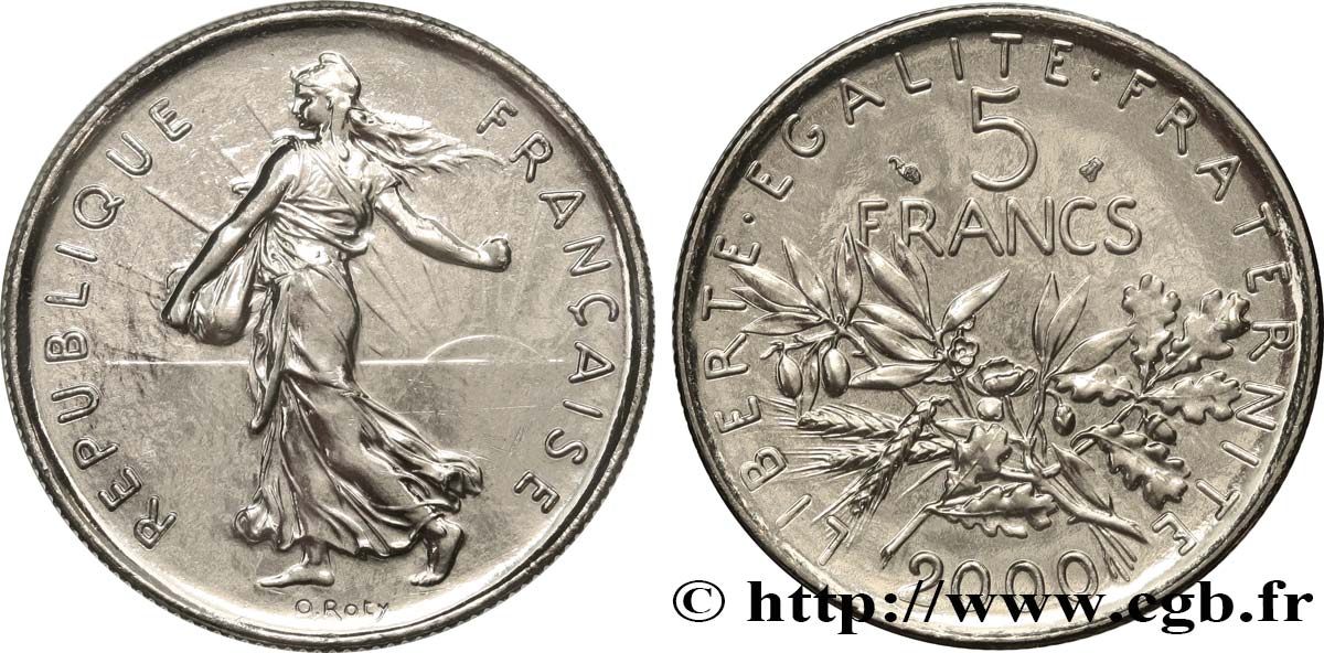 5 francs Semeuse, nickel 2000 Pessac F.341/36 FDC 