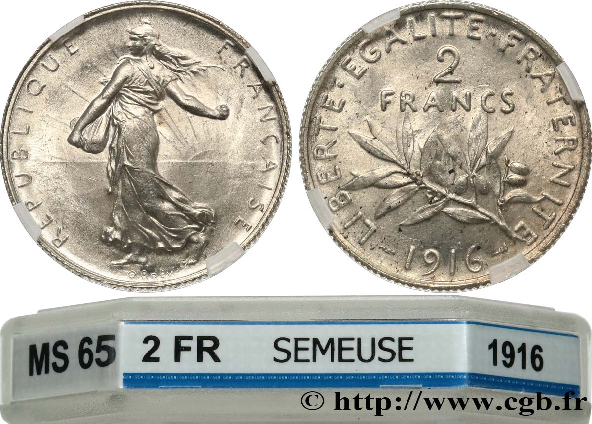 2 francs Semeuse 1916  F.266/18 MS65 GENI