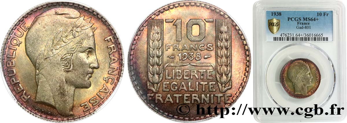 10 francs Turin 1938  F.360/9 SPL64 PCGS