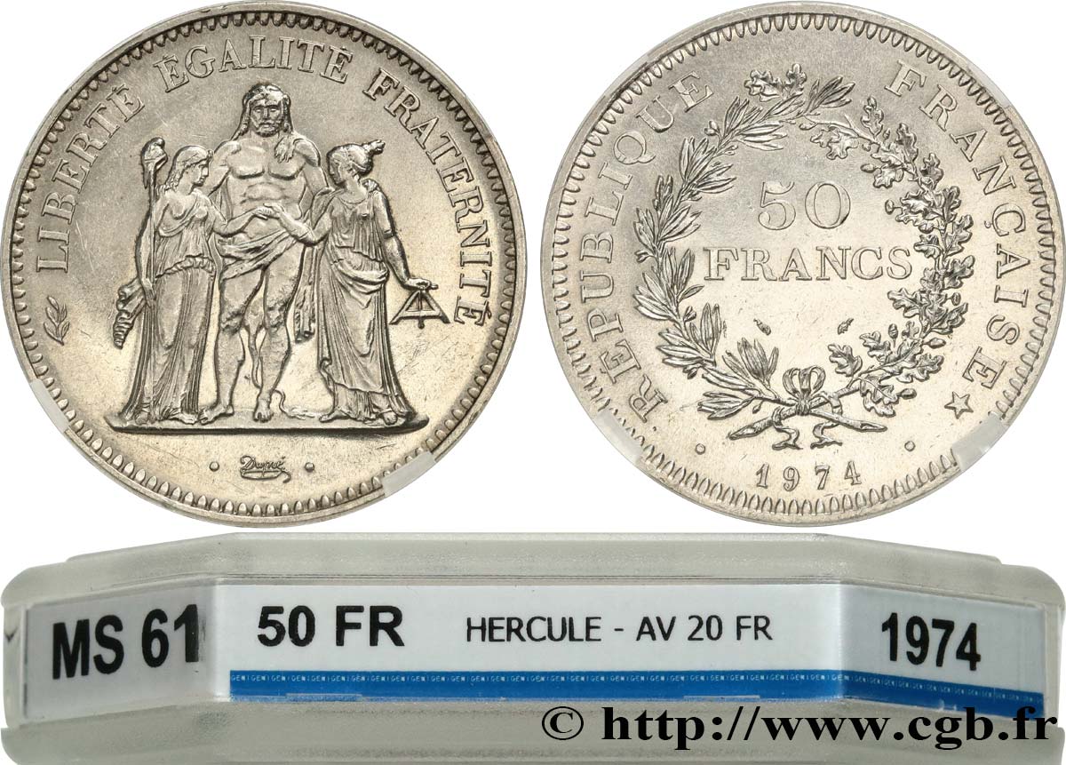 50 francs Hercule, avers de la 20 francs 1974  F.426/1 SUP61 GENI