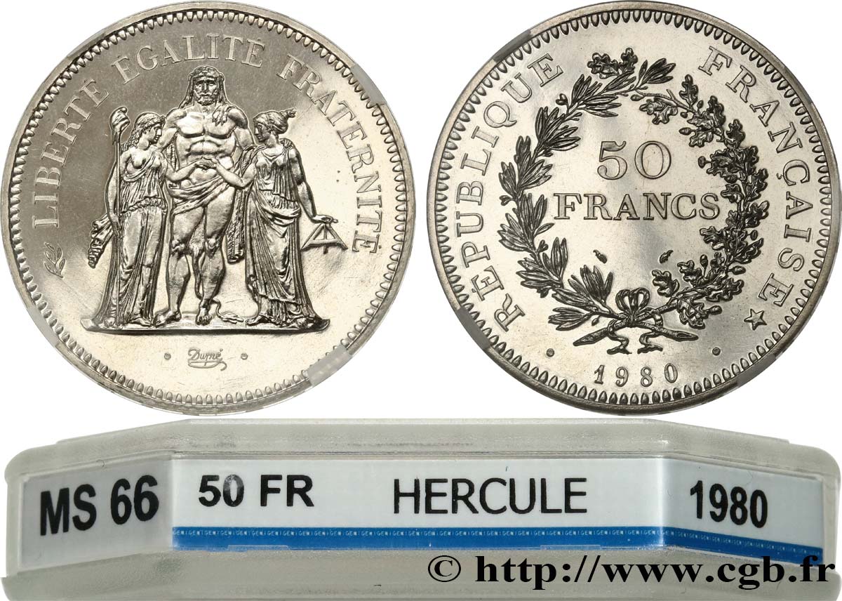 50 francs Hercule 1980  F.427/8 MS66 GENI