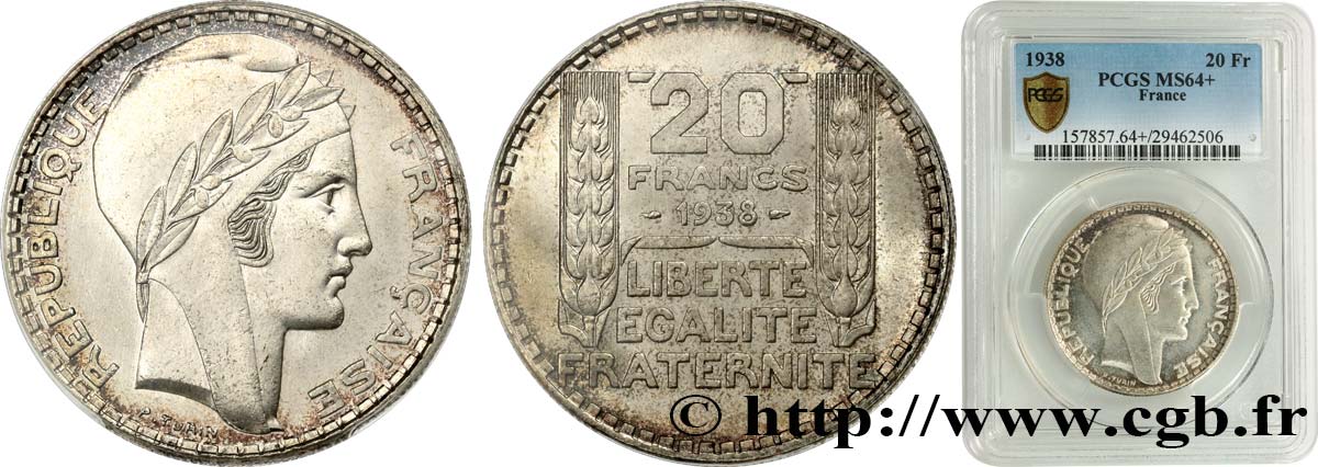 20 francs Turin 1938  F.400/9 fST64 PCGS