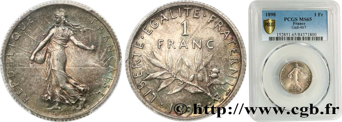 1 franc Semeuse 1898 Paris F.217/1 FDC65 PCGS