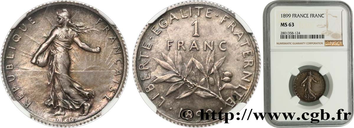 1 franc Semeuse 1899 Paris F.217/3 SPL63 NGC
