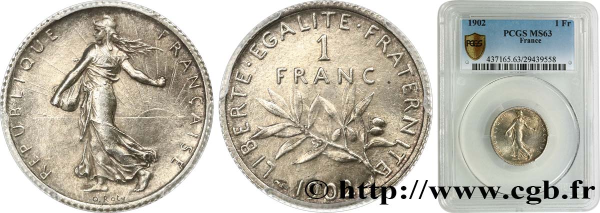 1 franc Semeuse 1902 Paris F.217/7 fST63 PCGS